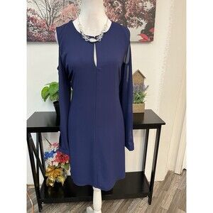 Express Women’s Tunic Dress Size M Long Sleeve Keyhole Necklace Blue Colored